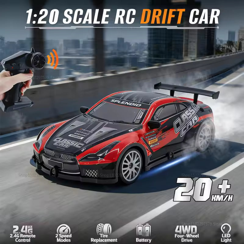 "New RC Racing Toy with Light Show – 4WD High-Speed GTR Electric Drift Car for Kids & Off-Road Fun – Perfect Gift for Boys & Girls